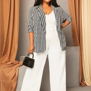 Plus Shawl Collar Gingham Blazer Size 24/26 NWT